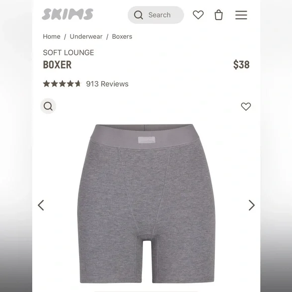 SOLD - SKIMS Women’s Cotton Rib Boxer - NWT (Heather Grey) L - Picture 3 of 3